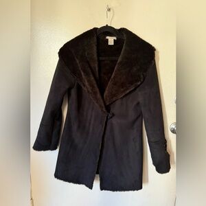 Women's Black Faux Fur Collar Coat